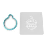 Christmas Ornament Ball Cookie Cutter | Stamp | Stencil #2 Xmas / Winter / NYE Cookie Cutter Lady MINI - 2 Inches (5cm) **BUNDLE** Cutter + Stencil 