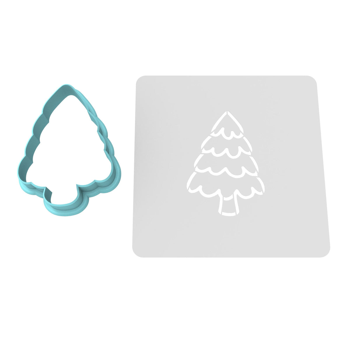 Christmas Pine Tree Cookie Cutter | Stamp | Stencil #1 Xmas / Winter / NYE Cookie Cutter Lady MINI - 2 Inches (5cm) **BUNDLE** Cutter + Stencil 