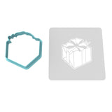 Christmas Present Cookie Cutter | Stamp | Stencil #2 Xmas / Winter / NYE Cookie Cutter Lady MINI - 2 Inches (5cm) **BUNDLE** Cutter + Stencil 