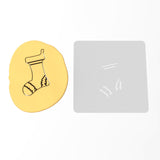 Christmas Stocking Cookie Cutter | Stamp | Stencil #1 Xmas / Winter / NYE Cookie Cutter Lady 2 Inch Small Cupcake Stamp Only Yes