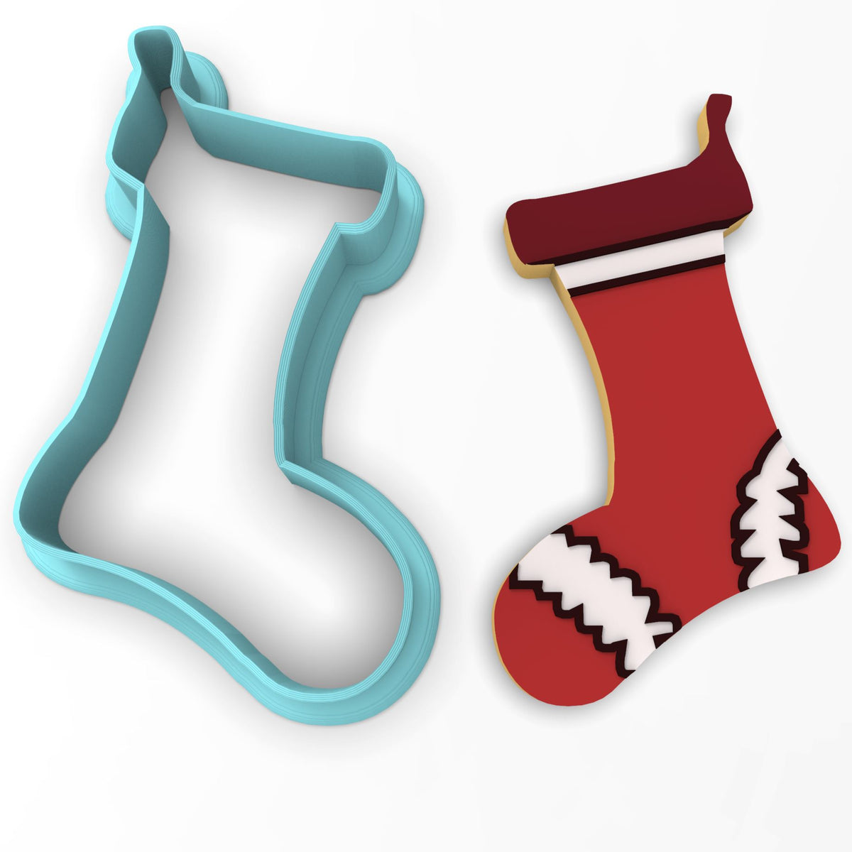 Christmas Stocking Cookie Cutter | Stamp | Stencil #1 Xmas / Winter / NYE Cookie Cutter Lady 2 Inch Small Cupcake Cutter + Stamp No
