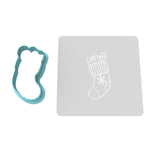 Christmas Stocking Cookie Cutter | Stamp | Stencil #2 Xmas / Winter / NYE Cookie Cutter Lady MINI - 2 Inches (5cm) **BUNDLE** Cutter + Stencil 