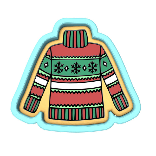 Christmas Sweater Cookie Cutter | Stamp | Stencil #1