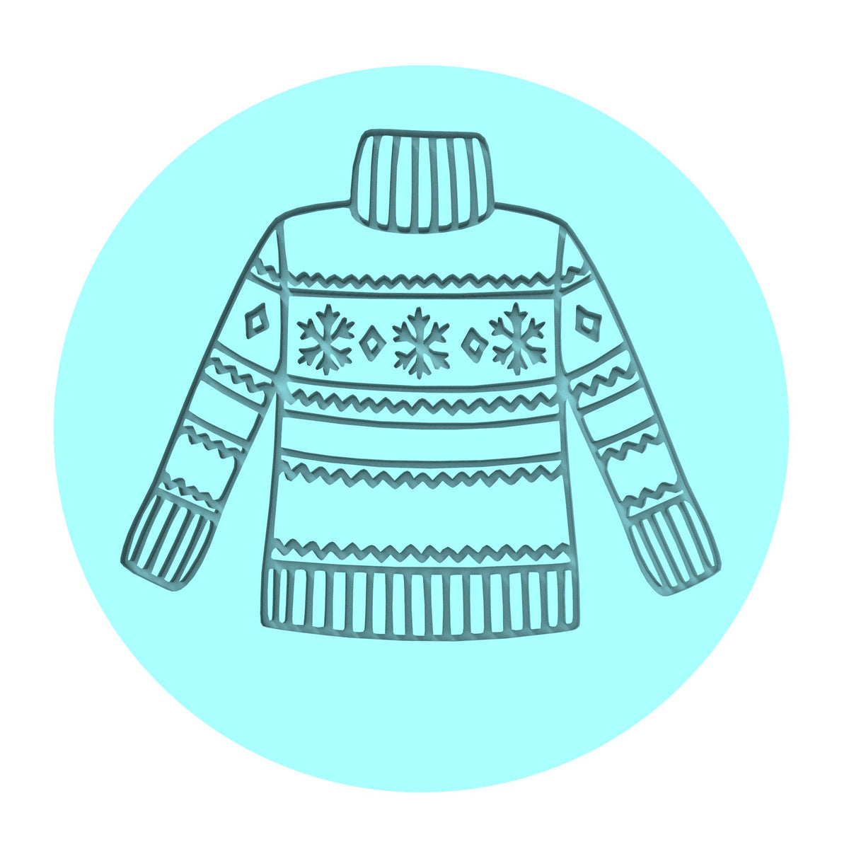 Christmas Sweater Cookie Cutter | Stamp | Stencil #1 Xmas / Winter / NYE Cookie Cutter Lady MINI - 2 Inches (5cm) Debosser ONLY 
