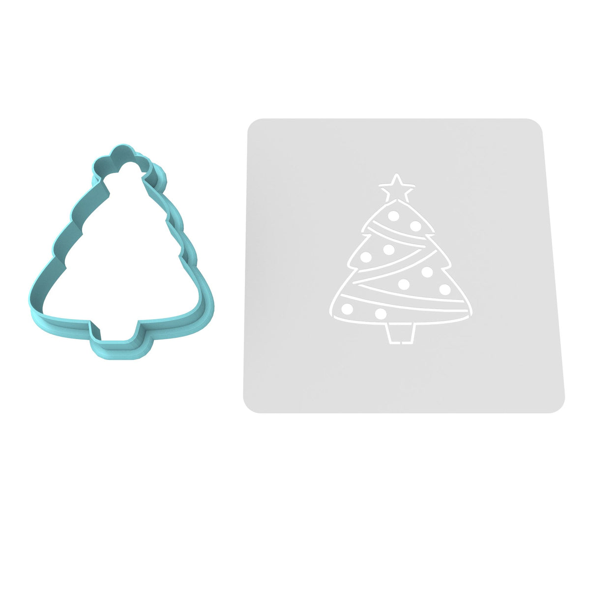 Christmas Tree Cookie Cutter | Stamp | Stencil #2 Xmas / Winter / NYE Cookie Cutter Lady MINI - 2 Inches (5cm) **BUNDLE** Cutter + Stencil 