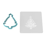 Christmas Tree Cookie Cutter | Stamp | Stencil #3 Xmas / Winter / NYE Cookie Cutter Lady MINI - 2 Inches (5cm) **BUNDLE** Cutter + Stencil 