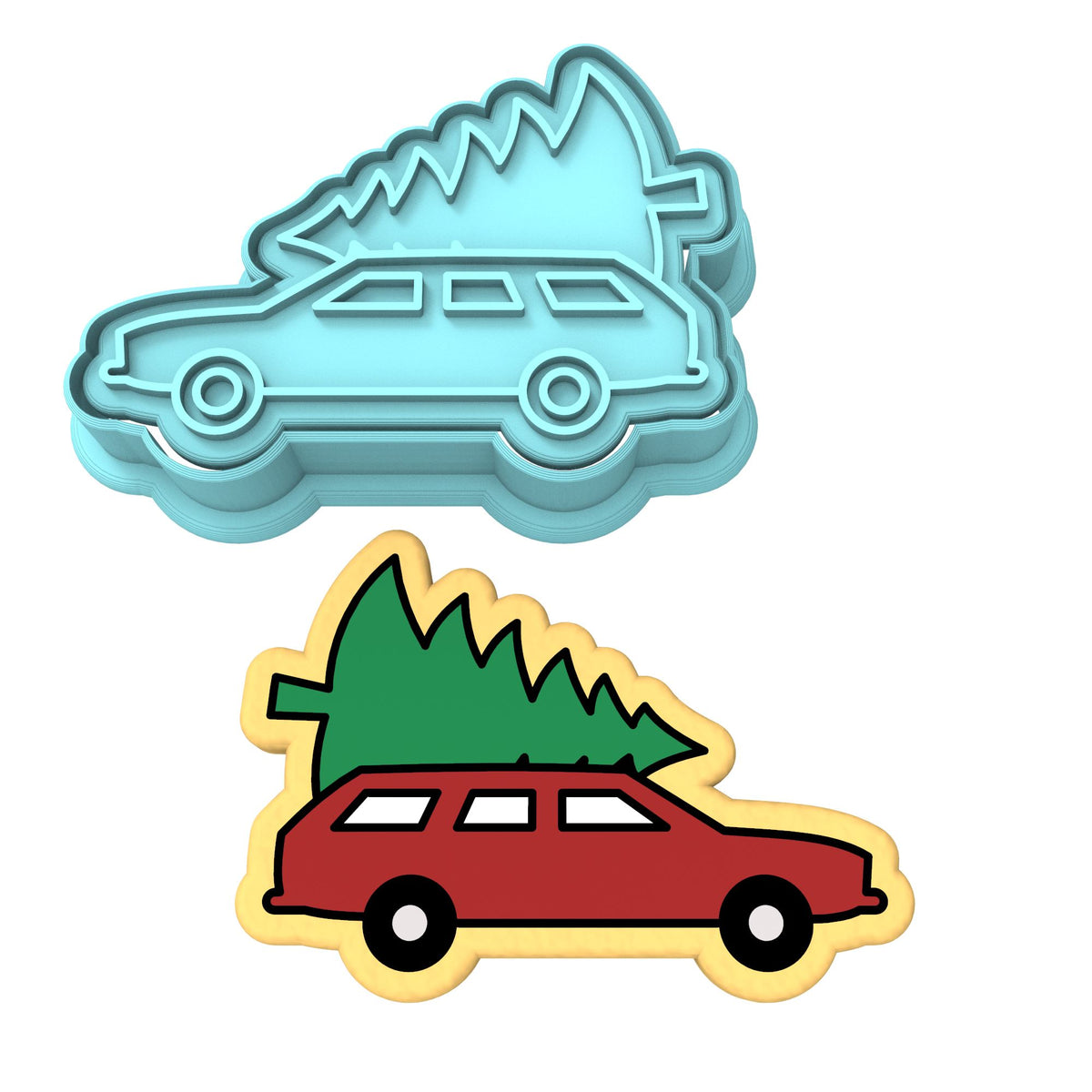Christmas Tree Sedan Cookie Cutter | Stamp | Stencil #1