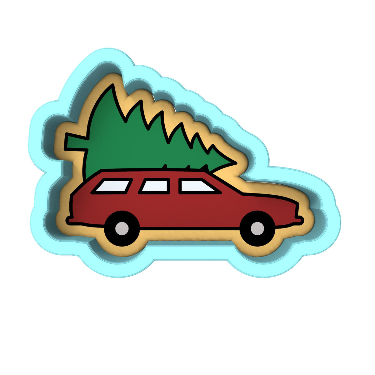 Christmas Tree Sedan Cookie Cutter | Stamp | Stencil #1