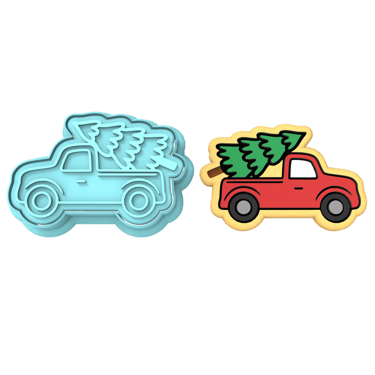 Christmas Tree Truck Cookie Cutter | Stamp | Stencil #3