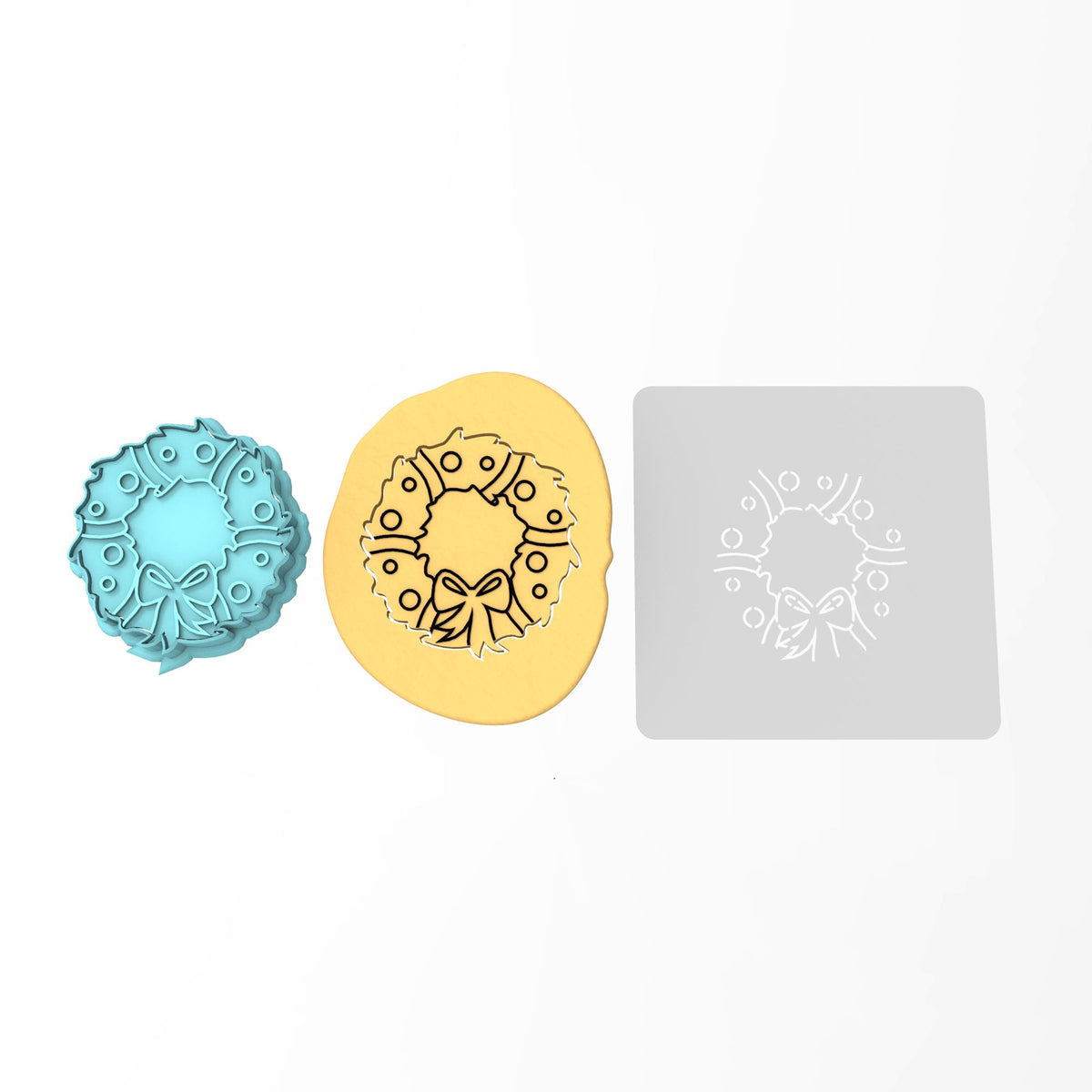 Christmas Wreath Cookie Cutter | Stamp | Stencil #1 Xmas / Winter / NYE Cookie Cutter Lady 2 Inch Small Cupcake Cutter + Stamp Yes