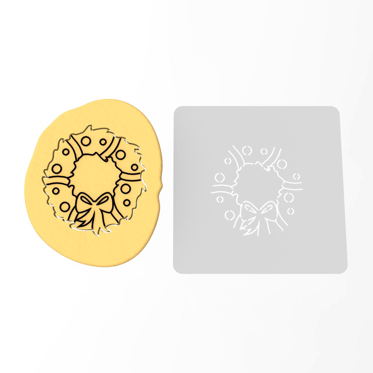 Christmas Wreath Cookie Cutter | Stamp | Stencil #1 Xmas / Winter / NYE Cookie Cutter Lady 2 Inch Small Cupcake Stamp Only Yes