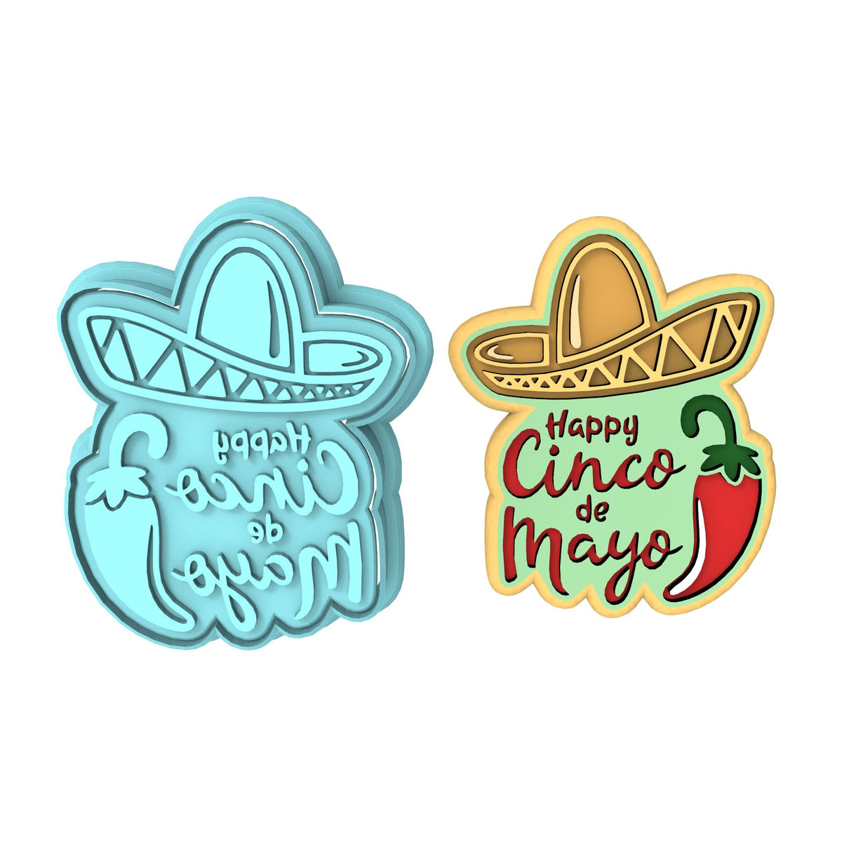 Cinco De Mayo Cookie Cutter | Stamp | Stencil #1 Bachelorette & Bachelor Cookie Cutter Lady MINI - 2 Inches (5cm) **BUNDLE** Cutter + Stamp 