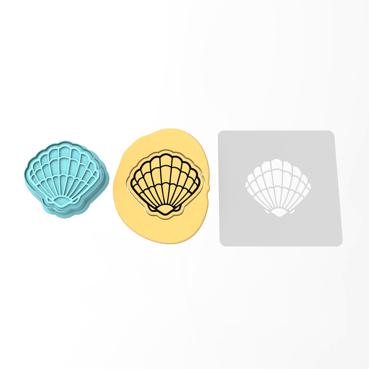 Clam Shell Cookie Cutter | Stamp | Stencil #1