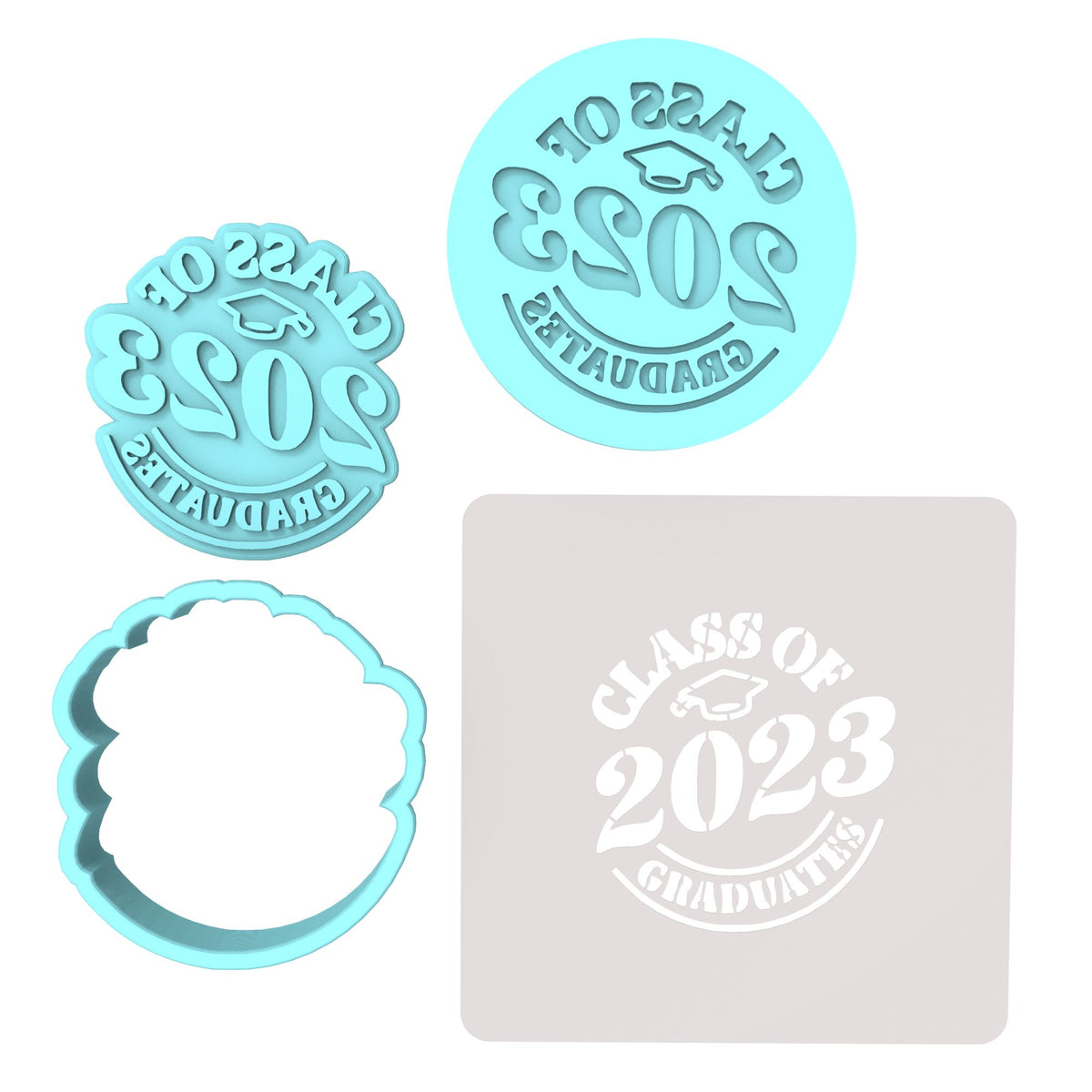 Class of 2023 Cookie Cutter | Stamp | Stencil #C Wedding / Baby / V Day Cookie Cutter Lady MINI - 2 Inches (5cm) **FULL SET BUNDLE** Cutter + Stamp + Stencil + Debosser **BEST DEAL** 