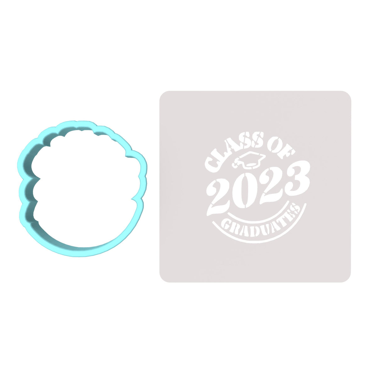 Class of 2023 Cookie Cutter | Stamp | Stencil #C Wedding / Baby / V Day Cookie Cutter Lady MINI - 2 Inches (5cm) **BUNDLE** Cutter + Stencil 