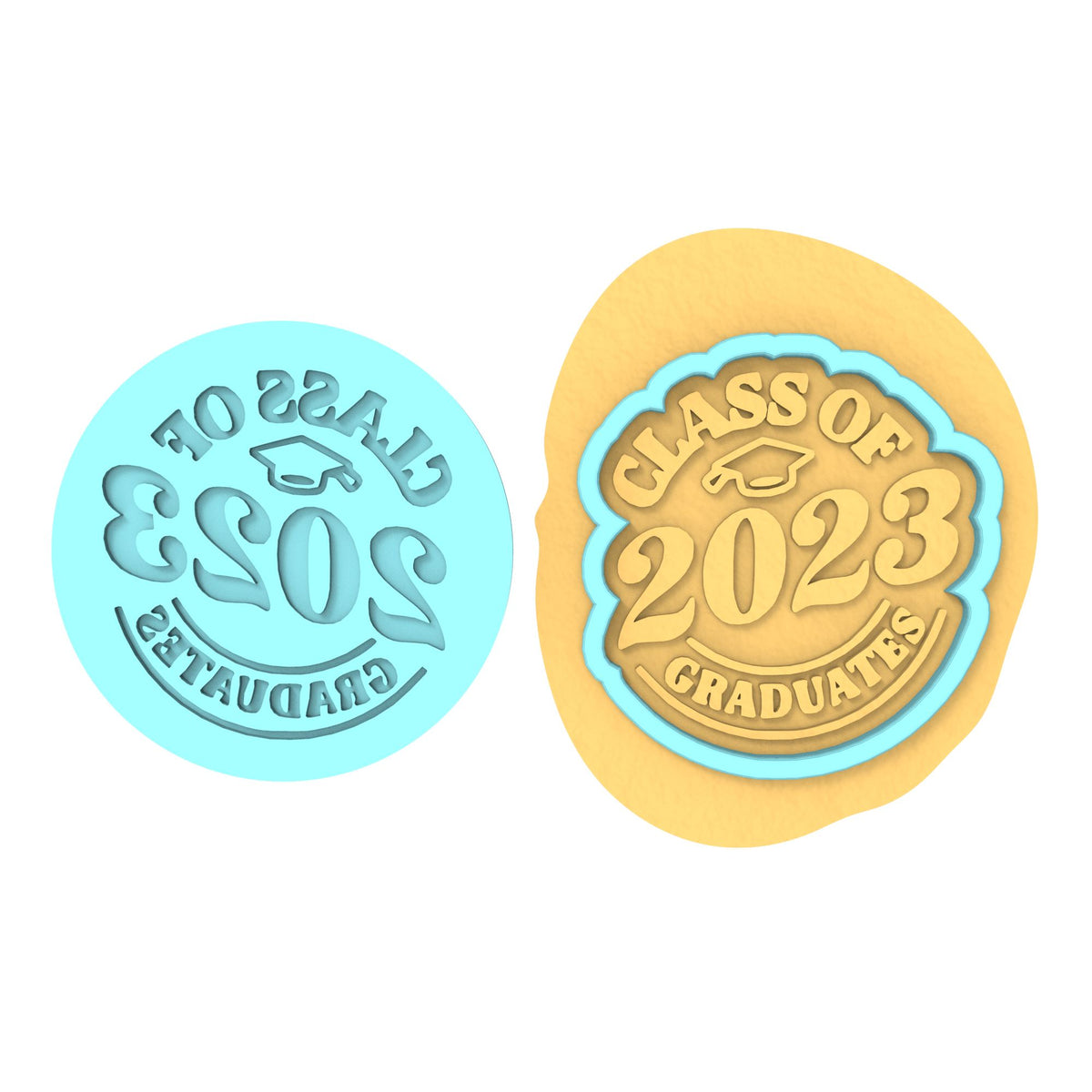 Class of 2023 Cookie Cutter | Stamp | Stencil #C Wedding / Baby / V Day Cookie Cutter Lady MINI - 2 Inches (5cm) **BUNDLE** Cutter + Debosser 