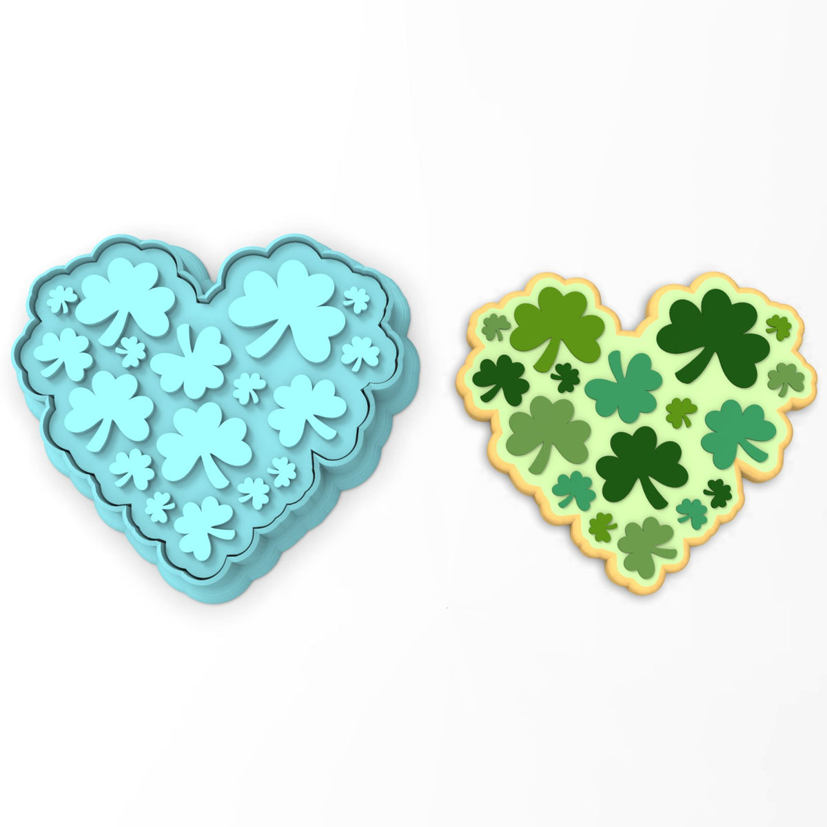 Clover Shamrock Heart Cookie Cutter | Stamp | Stencil