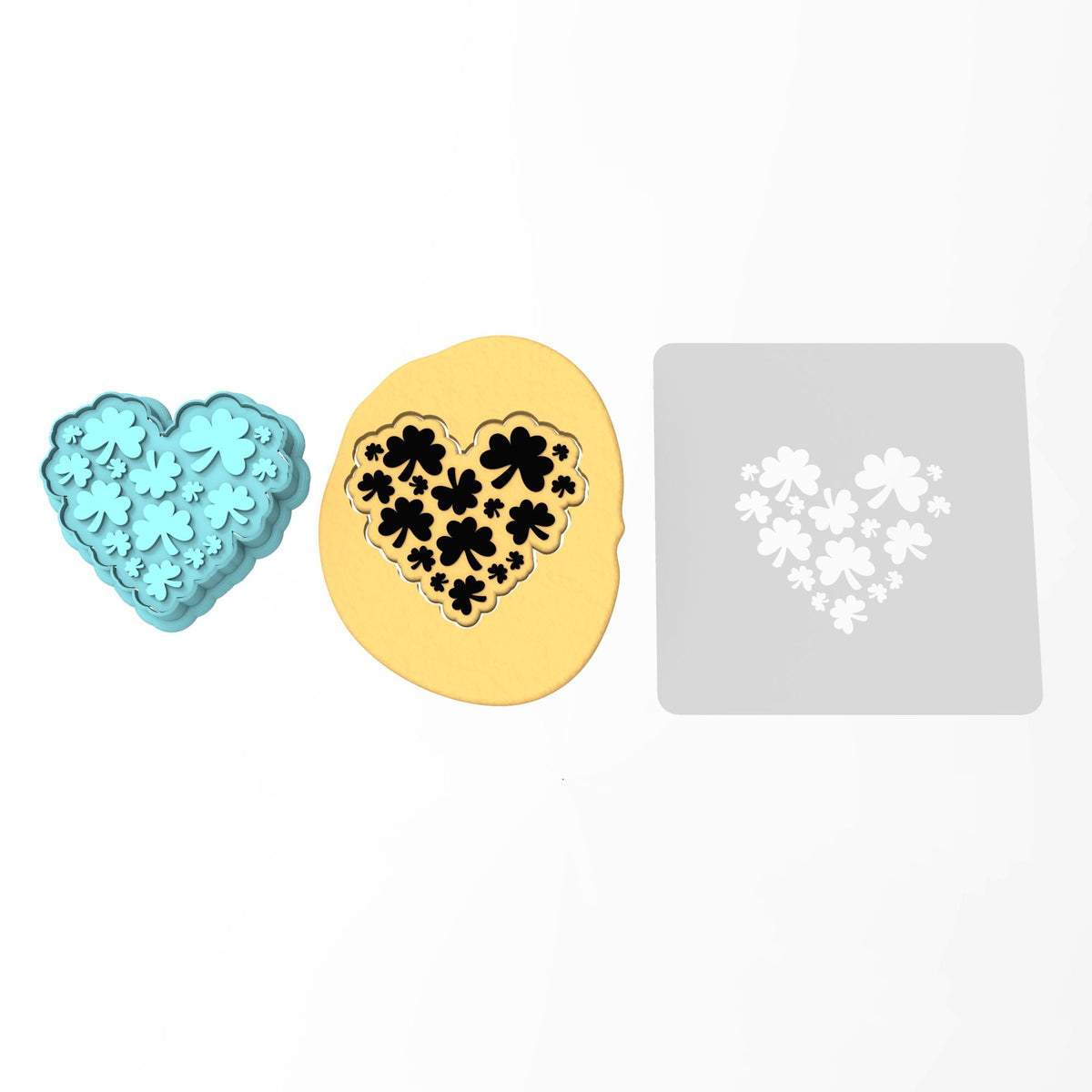 Clover Shamrock Heart Cookie Cutter | Stamp | Stencil