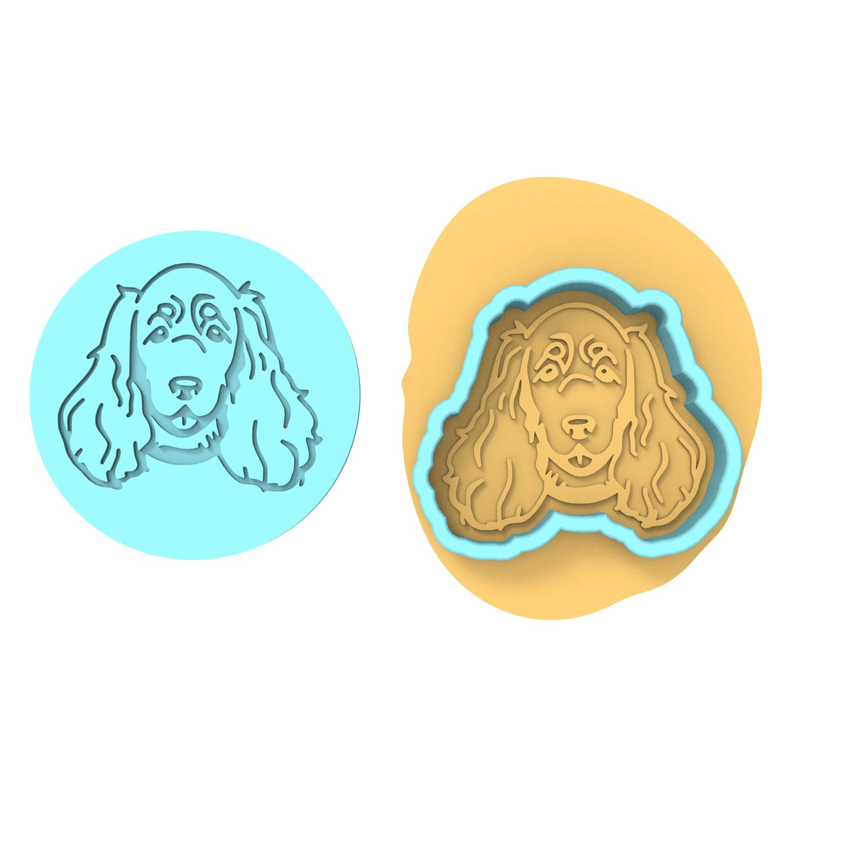 Cocker Spaniel Cookie Cutter | Stamp | Stencil #1 Animals & Dinosaurs Cookie Cutter Lady MINI - 2 Inches (5cm) **BUNDLE** Cutter + Debosser 