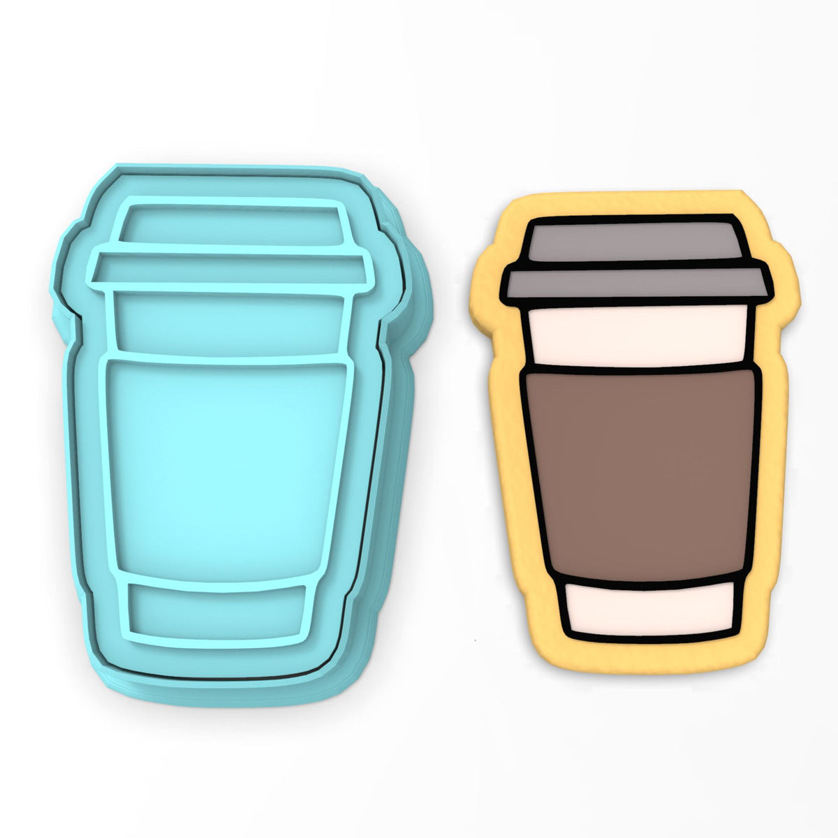 Coffee Cup Cookie Cutter | Stamp | Stencil #1 Plain Miscellaneous Cookie Cutter Lady 2 Inch Small Cupcake Cutter + Stamp No