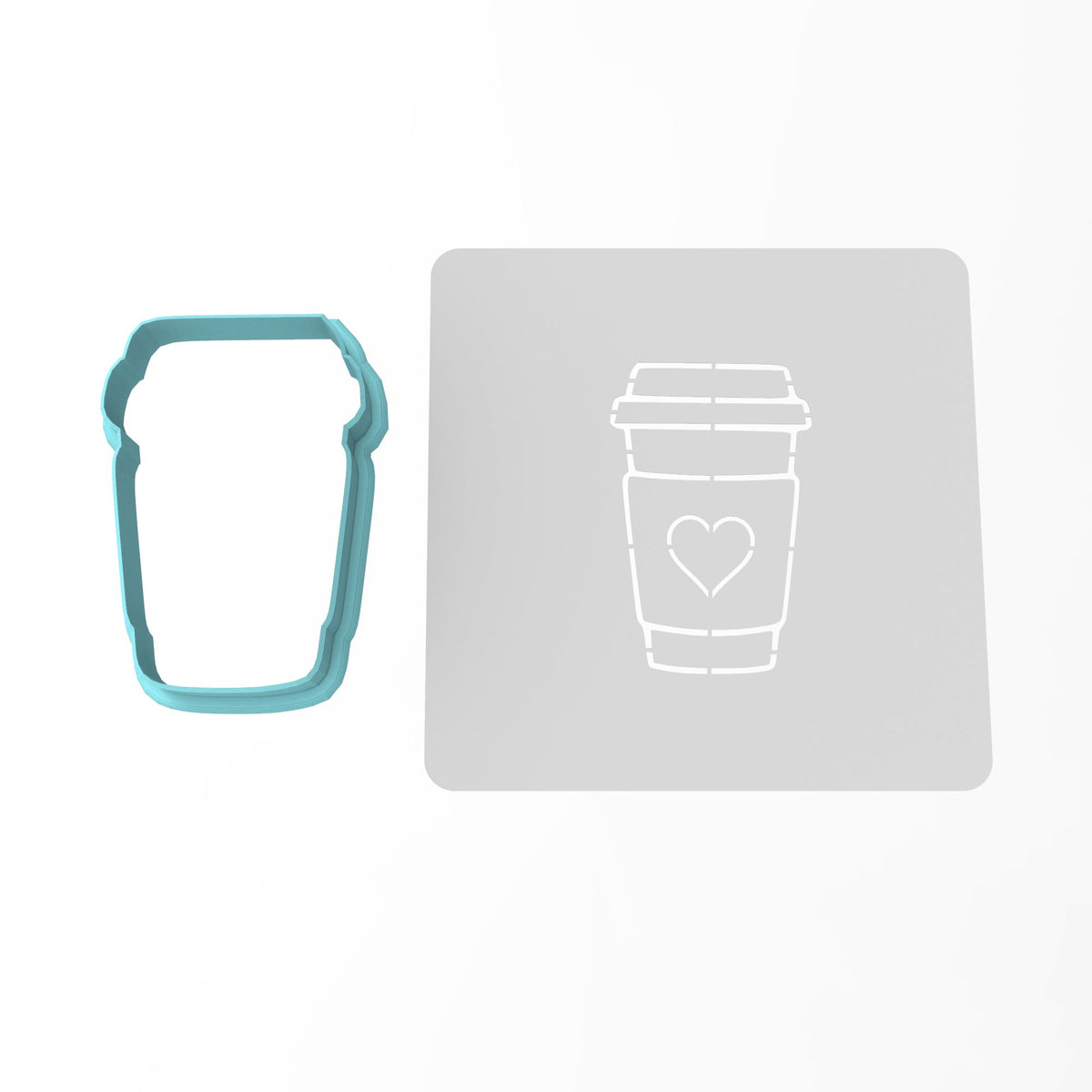 Coffee Cup Cookie Cutter | Stamp | Stencil #3 Heart Miscellaneous Cookie Cutter Lady 3 Inch Cupcake/Small Cookie Cutter Only Yes