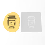 Coffee Cup Cookie Cutter | Stamp | Stencil #3 Heart Miscellaneous Cookie Cutter Lady 3 Inch Cupcake/Small Cookie Stamp Only Yes