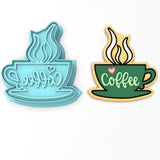 Coffee Cup Cookie Cutter | Stamp | Stencil #4 Steam Halloween / Fall Cookie Cutter Lady 2 Inch Small Cupcake Cutter + Stamp No