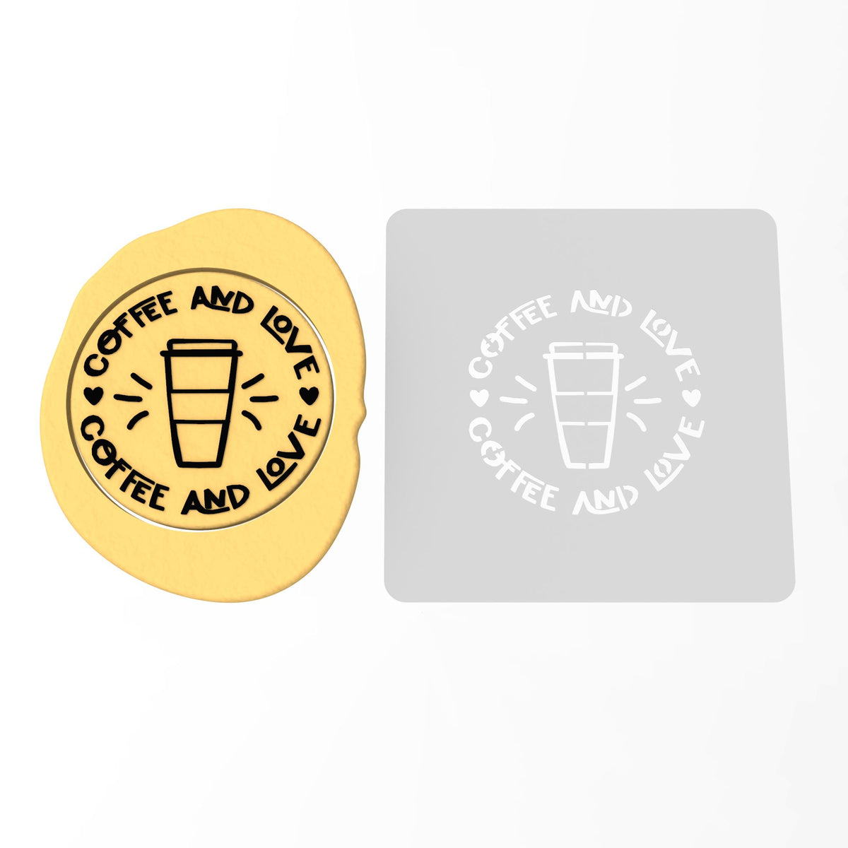 Coffee & Love Cookie Cutter | Stamp | Stencil #1