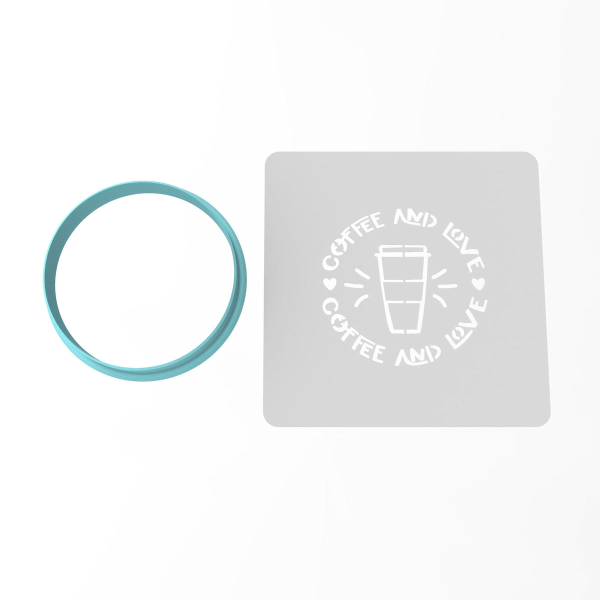 Coffee & Love Cookie Cutter | Stamp | Stencil #1