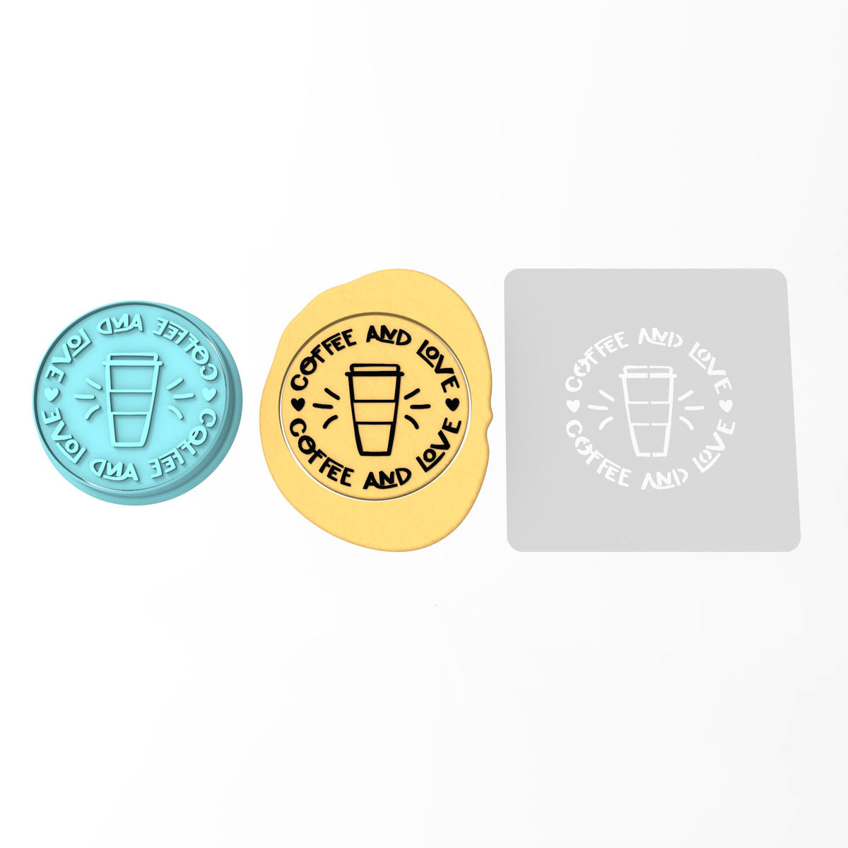 Coffee & Love Cookie Cutter | Stamp | Stencil #1