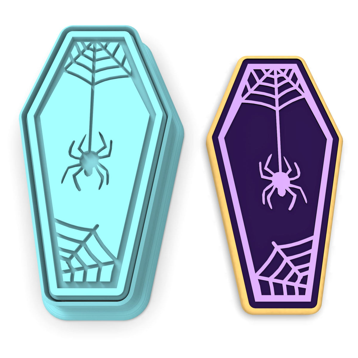 Coffin with Spider Cookie Cutter | Stamp | Stencil #1