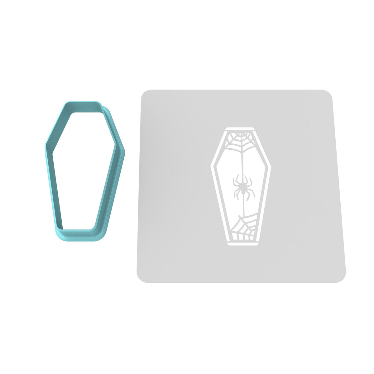 Coffin with Spider Cookie Cutter | Stamp | Stencil #1