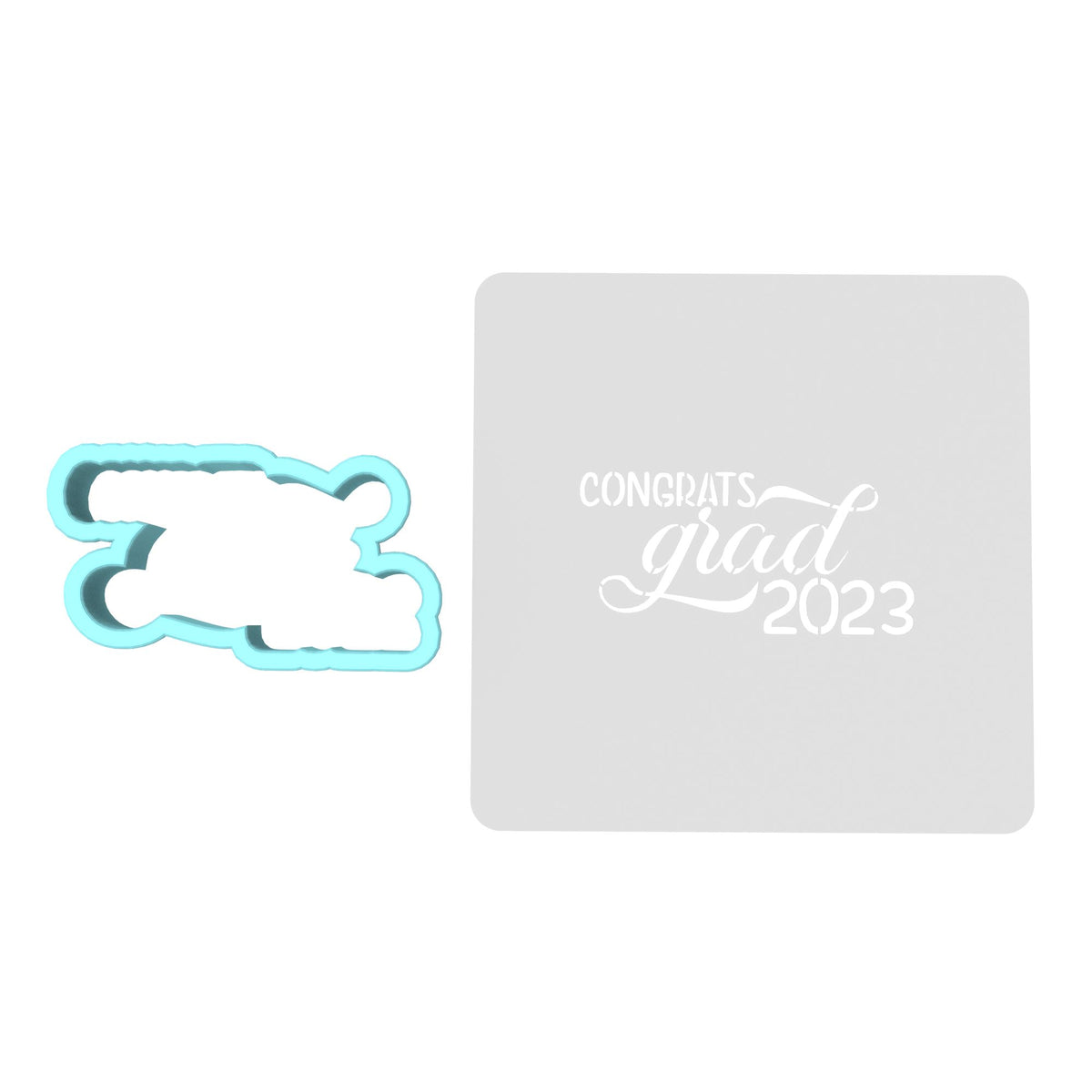 Congrats Grad Class of 2023 Cookie Cutter | Stamp | Stencil Wedding / Baby / V Day Cookie Cutter Lady MINI - 2 Inches (5cm) **BUNDLE** Cutter + Stencil 