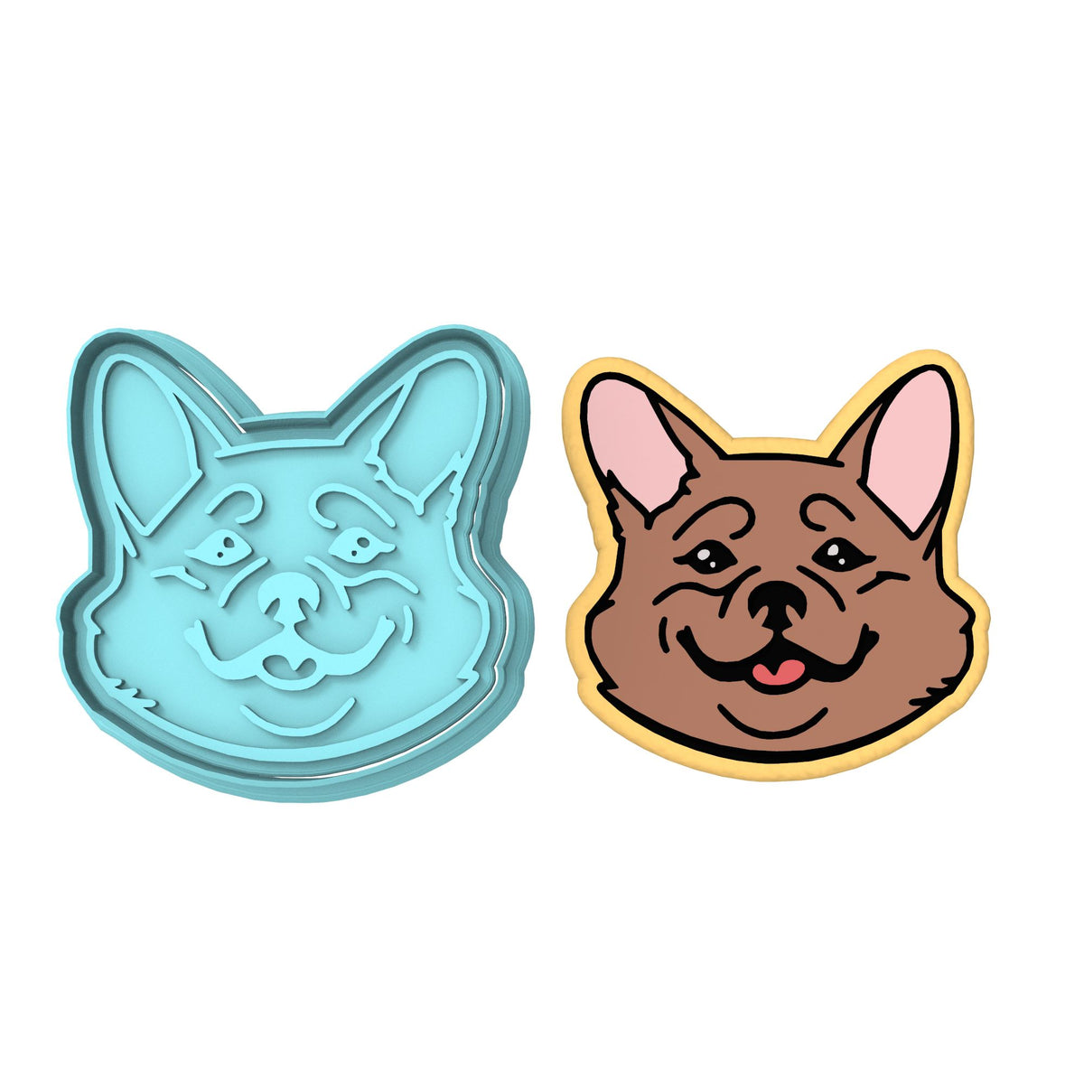 Corgi Cookie Cutter | Stamp | Stencil #1 Animals & Dinosaurs Cookie Cutter Lady MINI - 2 Inches (5cm) **BUNDLE** Cutter + Stamp 