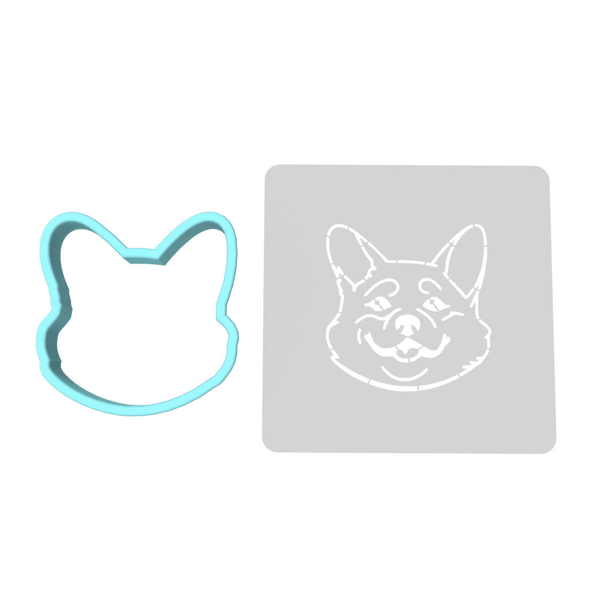 Corgi Cookie Cutter | Stamp | Stencil #1 Animals & Dinosaurs Cookie Cutter Lady MINI - 2 Inches (5cm) **BUNDLE** Cutter + Stencil 