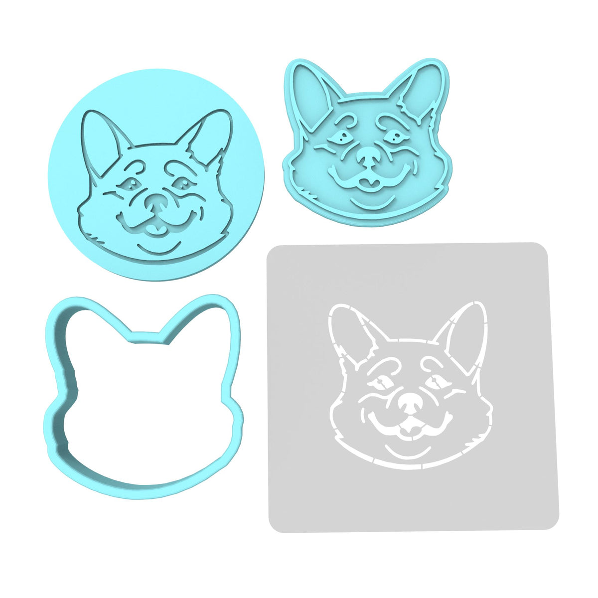 Corgi Cookie Cutter | Stamp | Stencil #1 Animals & Dinosaurs Cookie Cutter Lady MINI - 2 Inches (5cm) **FULL SET BUNDLE** Cutter + Stamp + Stencil + Debosser **BEST DEAL** 