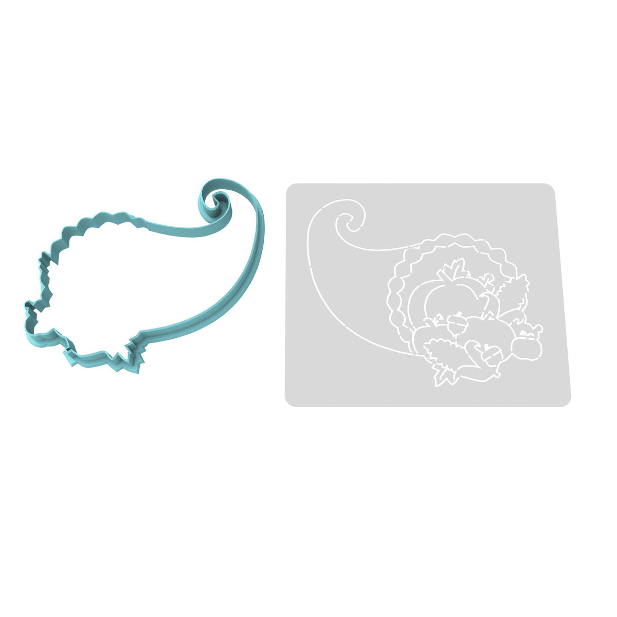 Cornucupia Cookie Cutter Outline & Stamp Halloween / Fall Cookie Cutter Lady 