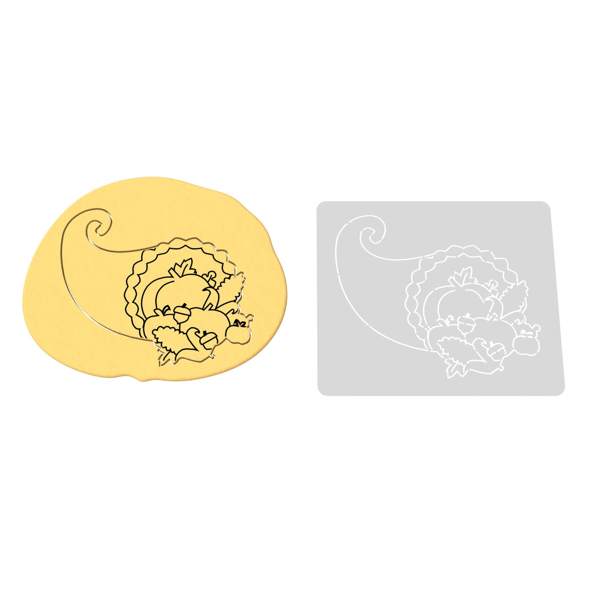 Cornucupia Cookie Cutter Outline & Stamp Halloween / Fall Cookie Cutter Lady 