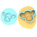 Cow Head Moo Cookie Cutter | Stamp | Stencil #1 Animals & Dinosaurs Cookie Cutter Lady MINI - 2 Inches (5cm) **BUNDLE** Cutter + Debosser 