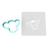 Cow Head Moo Cookie Cutter | Stamp | Stencil #1 Animals & Dinosaurs Cookie Cutter Lady MINI - 2 Inches (5cm) **BUNDLE** Cutter + Stencil 