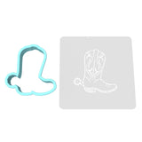 Cowboy Boot Cookie Cutter | Stamp | Stencil #1 Animals & Dinosaurs Cookie Cutter Lady MINI - 2 Inches (5cm) **BUNDLE** Cutter + Stencil 