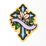 Cross Flowered with Ribbon Cookie Cutter | Stamp | Stencil #1