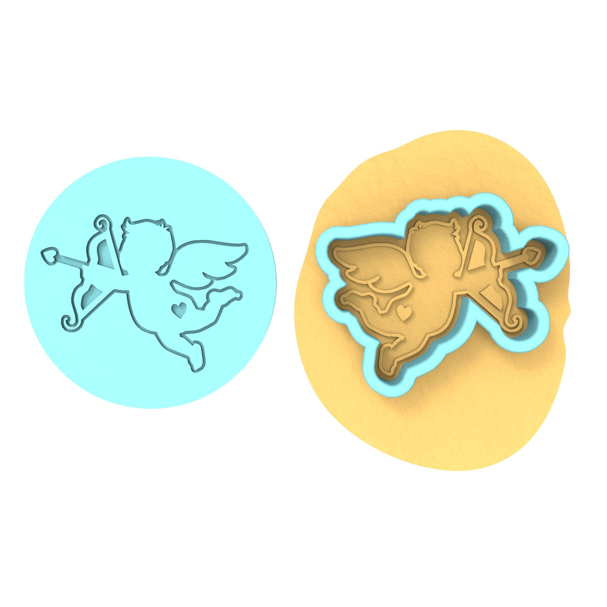 Cupid Cookie Cutter | Stamp | Stencil #2 Wedding / Baby / V Day Cookie Cutter Lady MINI - 2 Inches (5cm) **BUNDLE** Cutter + Debosser 