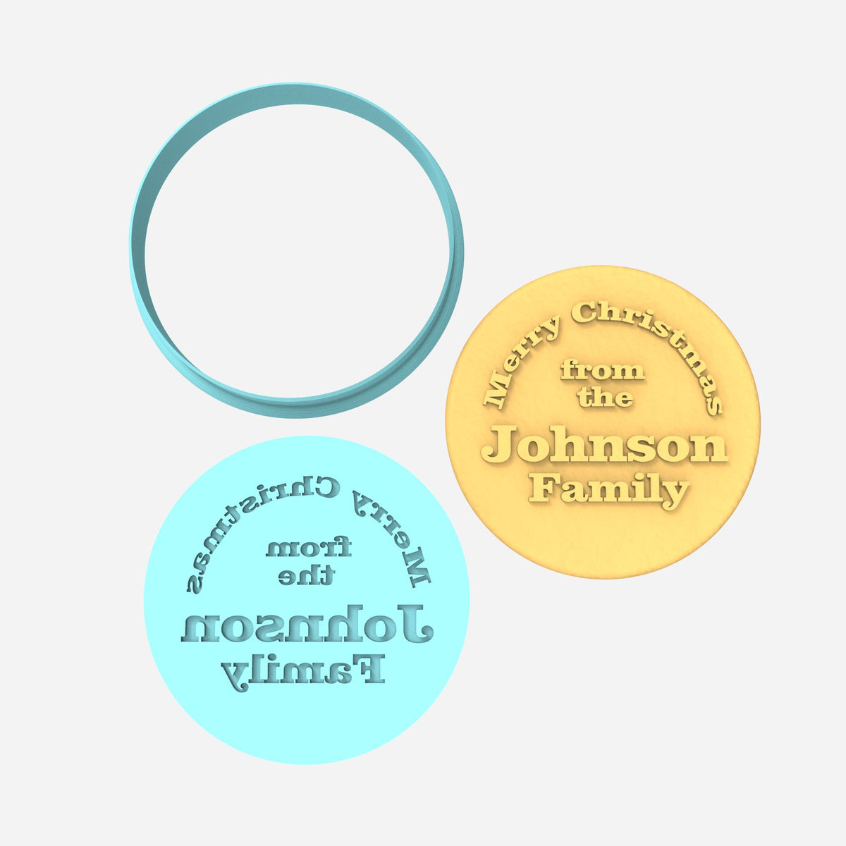 Custom Christmas Family Name Cookie Debosser | Cookie Cutter | Stencil #1 Cookie Cutters Cookie Cutter Lady 