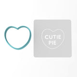 Cutie Pie Valentine Heart Cookie Cutter | Stamp | Stencil Wedding / Baby / V Day Cookie Cutter Lady MINI - 2 Inches (5cm) **BUNDLE** Cutter + Stencil 