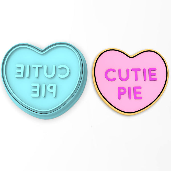 Cutie Pie Valentine Heart Cookie Cutter | Stamp | Stencil
