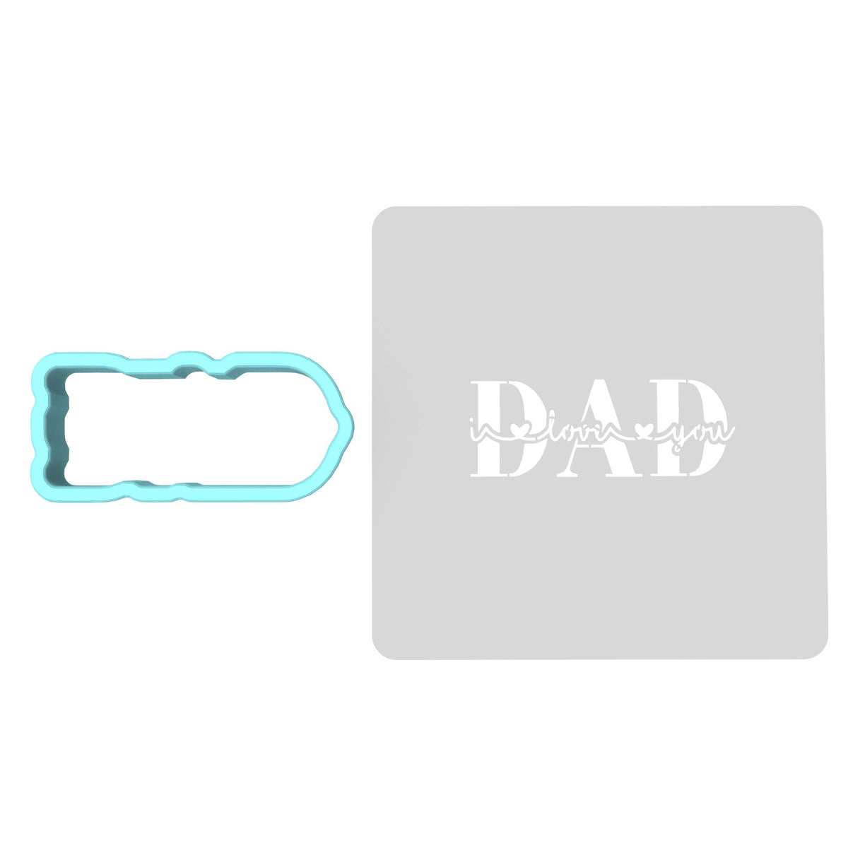 Dad I Love You Cookie Cutter | Stamp | Stencil #1 Cookie Cutter Lady MINI - 2 Inches (5cm) **BUNDLE** Cutter + Stencil 