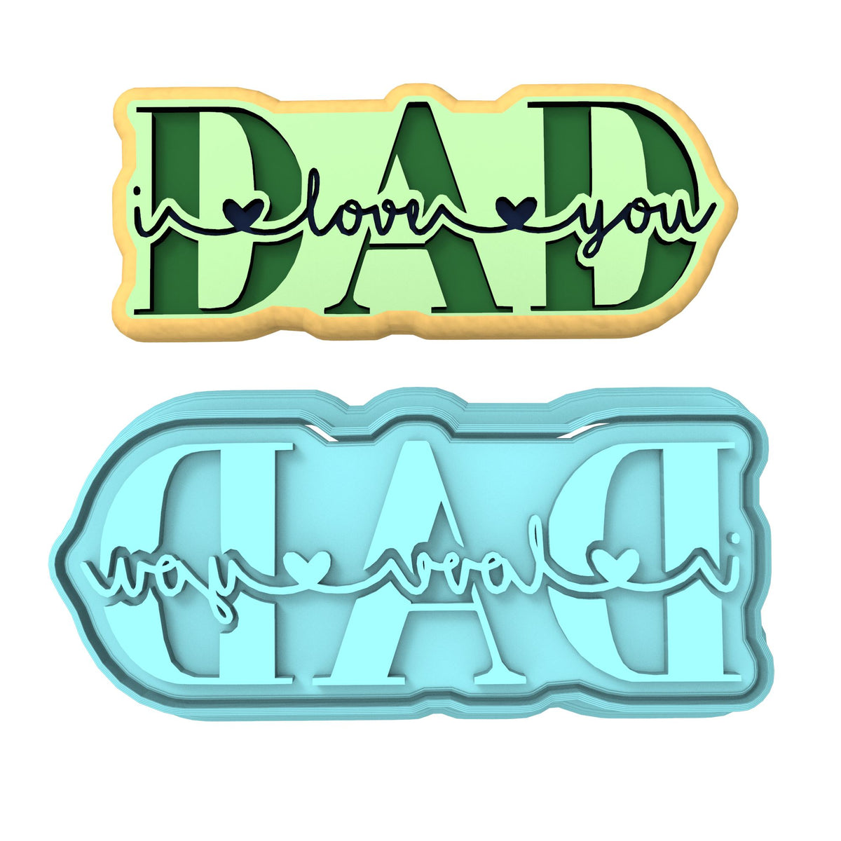 Dad I Love You Cookie Cutter | Stamp | Stencil #1 Cookie Cutter Lady MINI - 2 Inches (5cm) **BUNDLE** Cutter + Stamp 