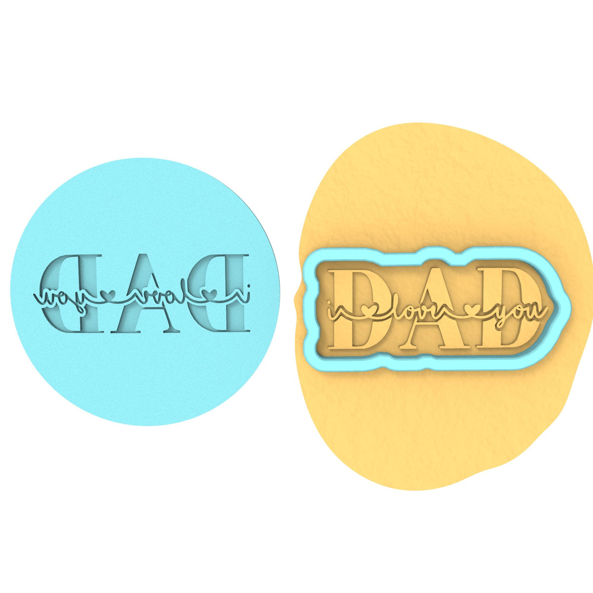 Dad I Love You Cookie Cutter | Stamp | Stencil #1 Cookie Cutter Lady MINI - 2 Inches (5cm) **BUNDLE** Cutter + Debosser 