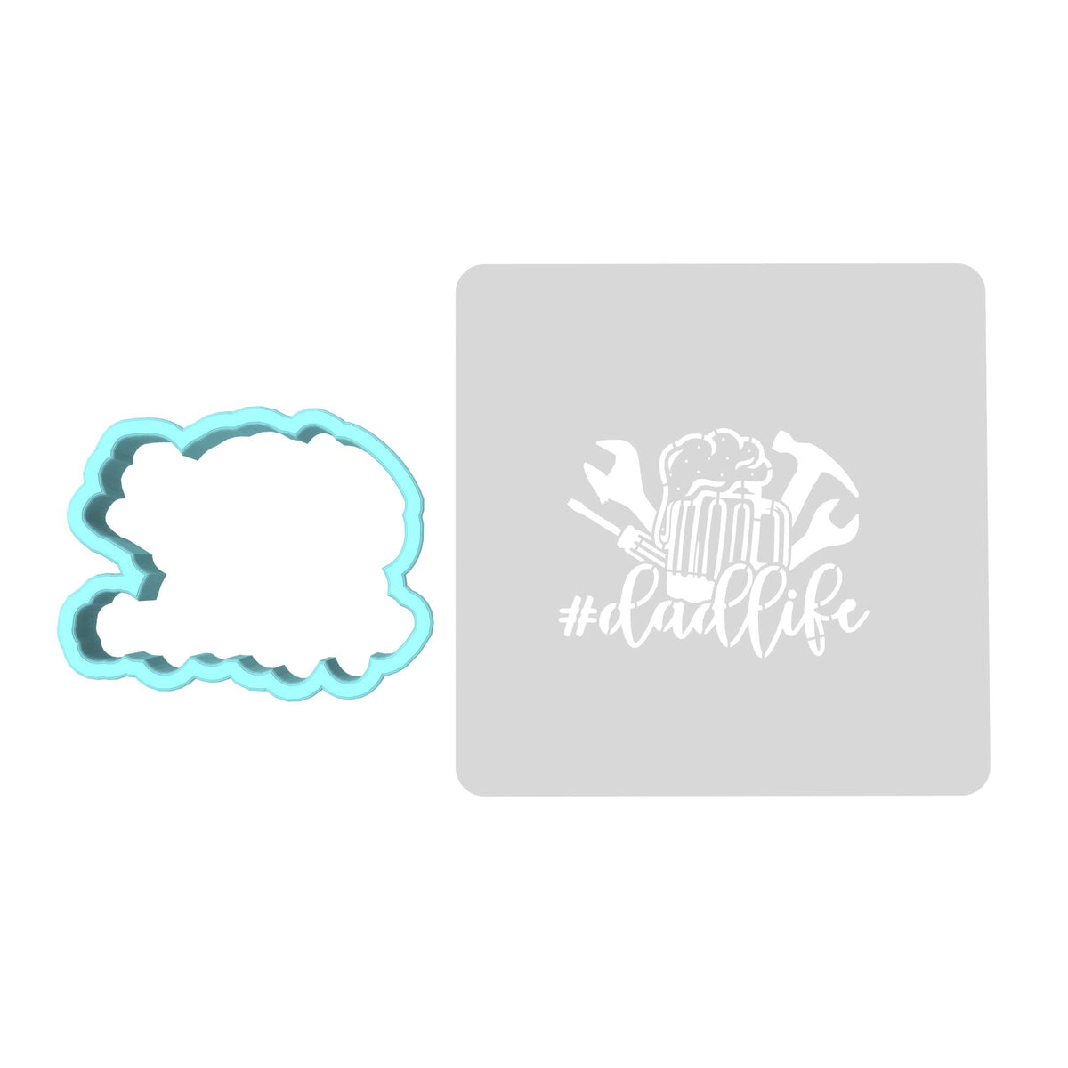 Dad Life Cookie Cutter | Stamp | Stencil #1 Cookie Cutter Lady MINI - 2 Inches (5cm) **BUNDLE** Cutter + Stencil 